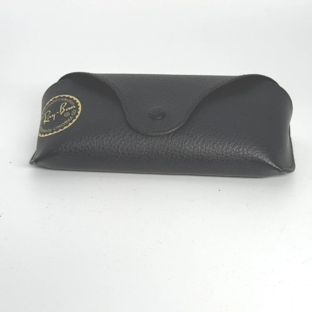 Ray-Ban Black Textured Leather Sunglasses Case Luxottica Snap Closure Eyewear 2